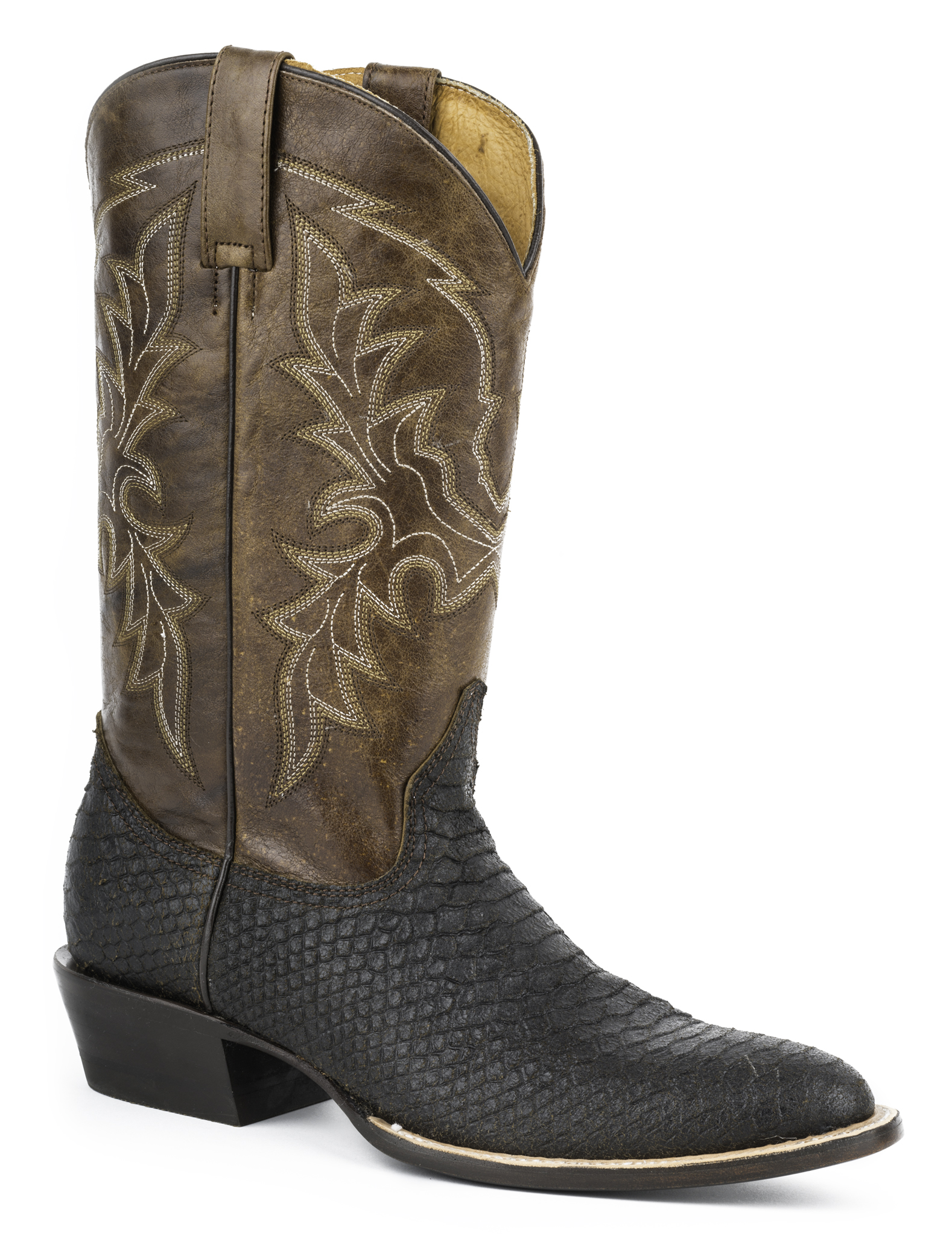 round toe snakeskin boots