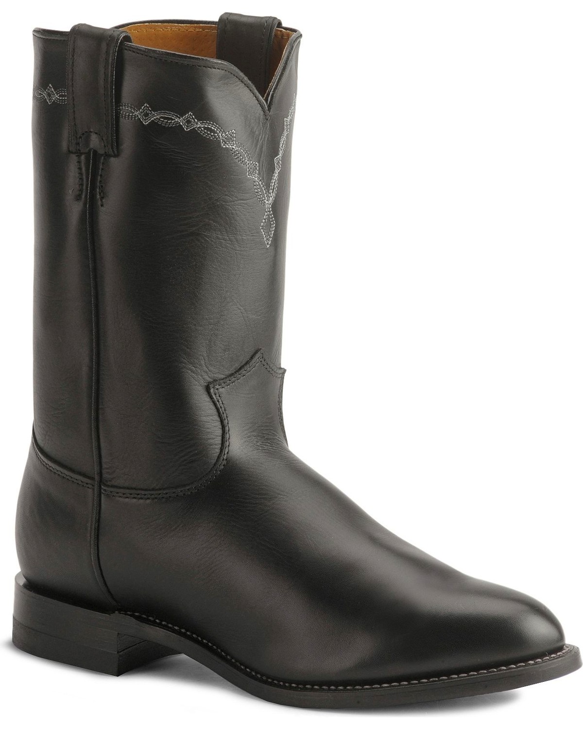 Justin Men's Brock Black Leather Roper Boots