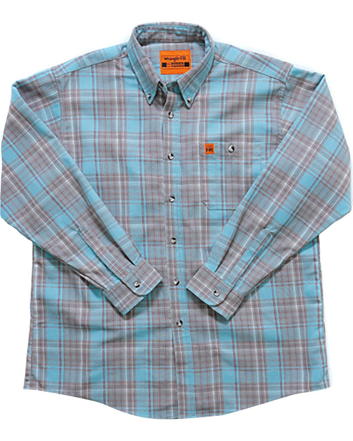 Wrangler Men S Flame Resistant Plaid Long Sleeve Work Shirt Big