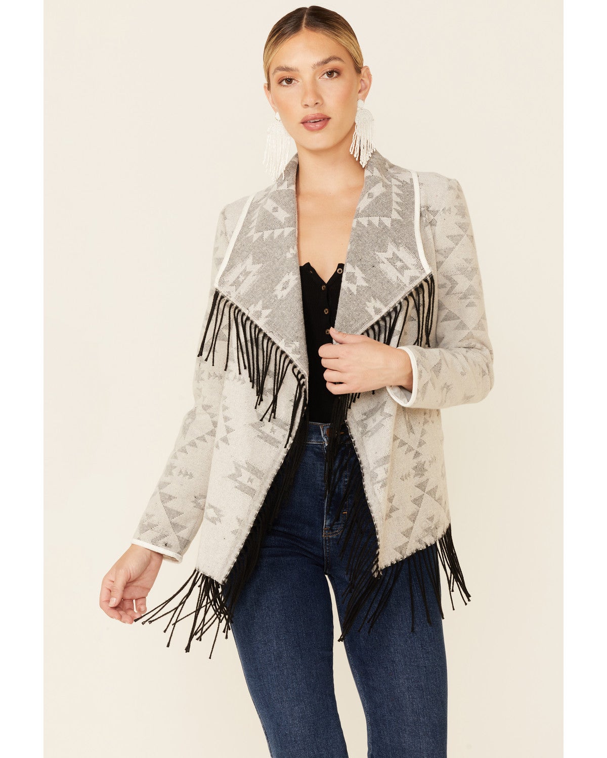 aztec print wool jacket
