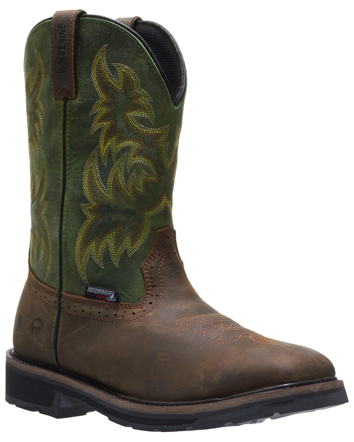 wolverine men's rancher square toe work boots