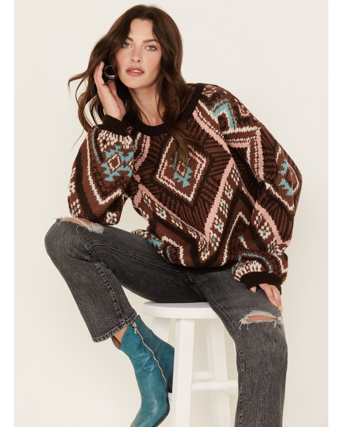 Rock and Roll Cowgirl Cabin Cozy Knit Sweater