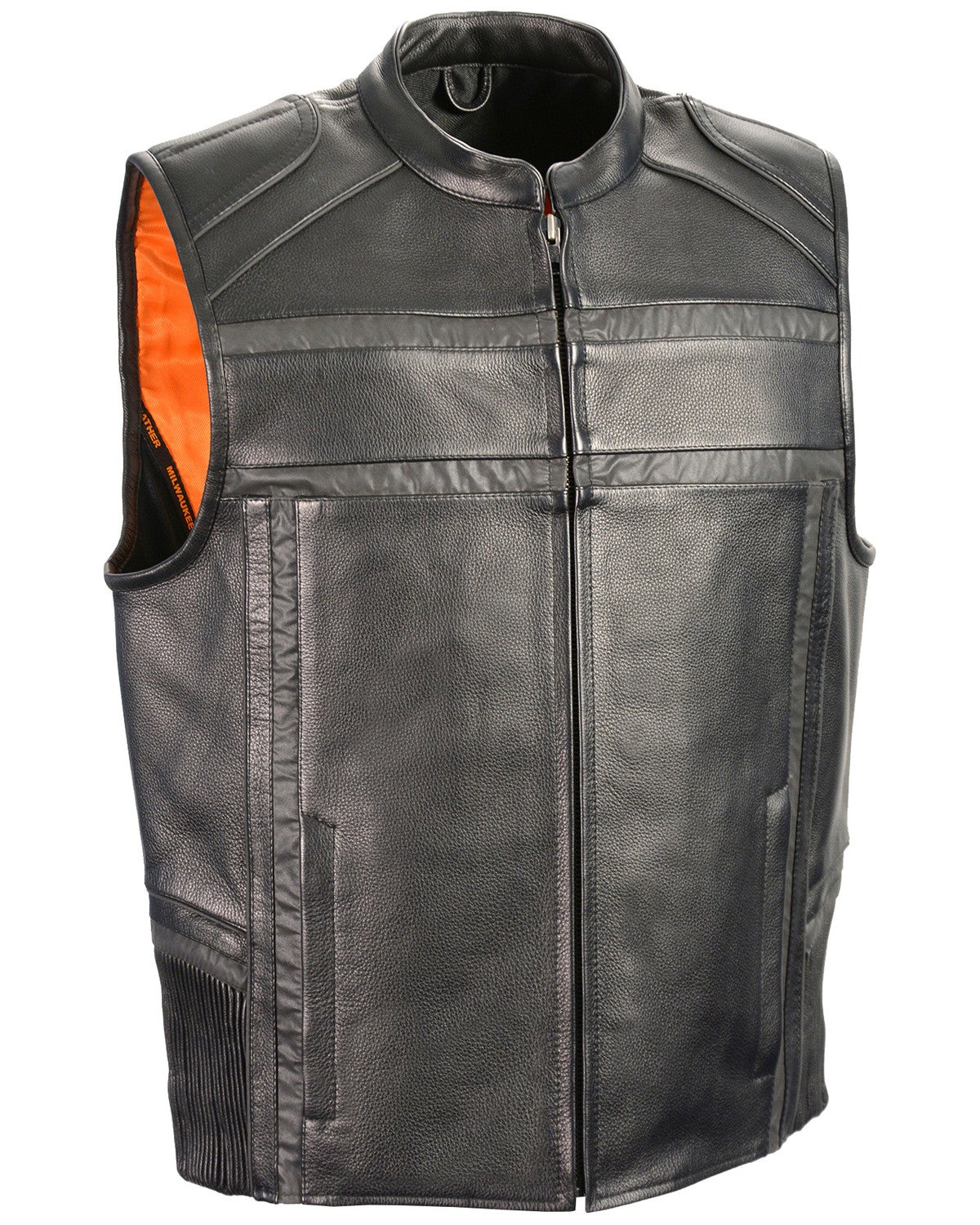 Milwaukee Leather Men's Reflective Band & Piping Zip Front Vest 3X