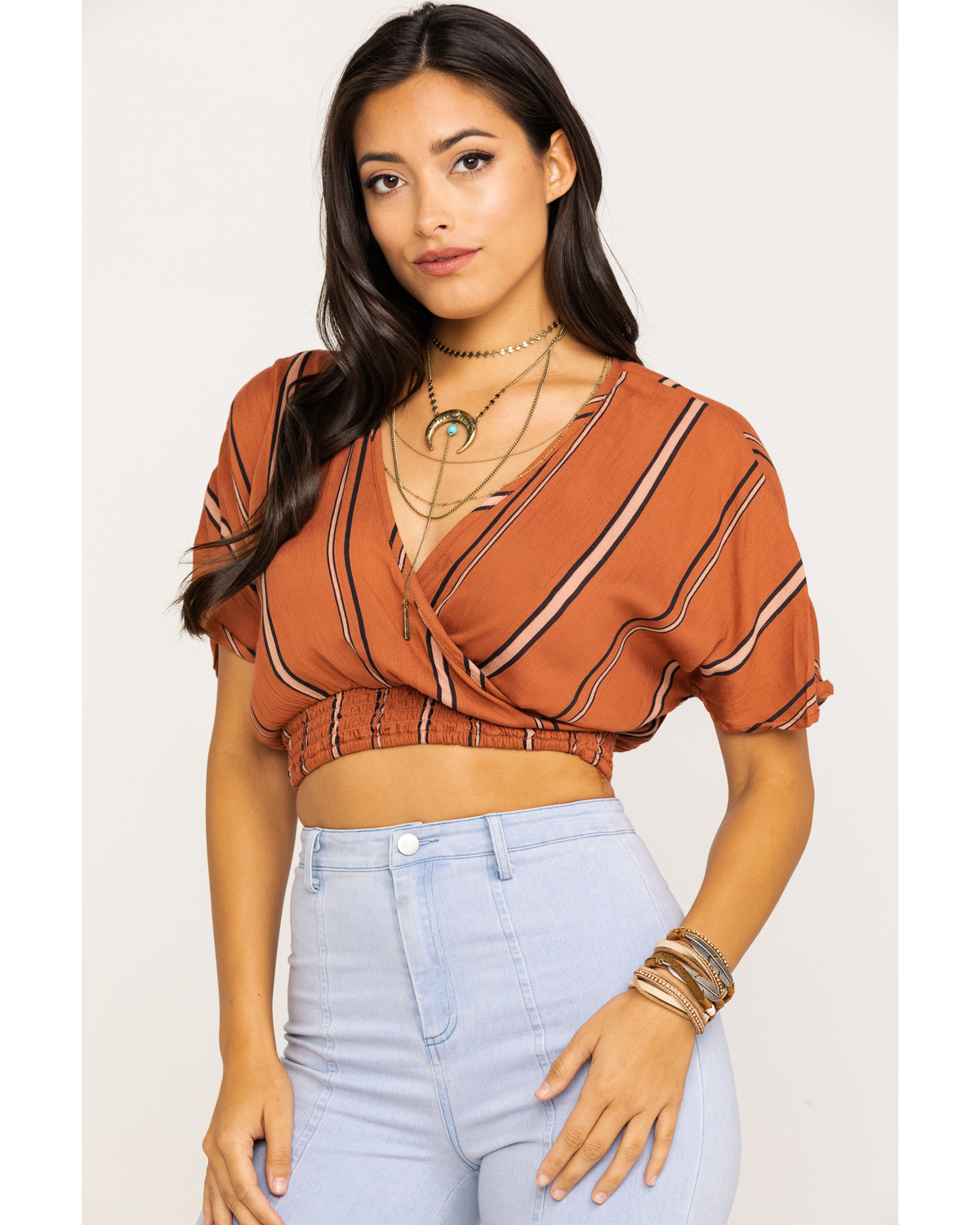 wrap crop top short sleeve