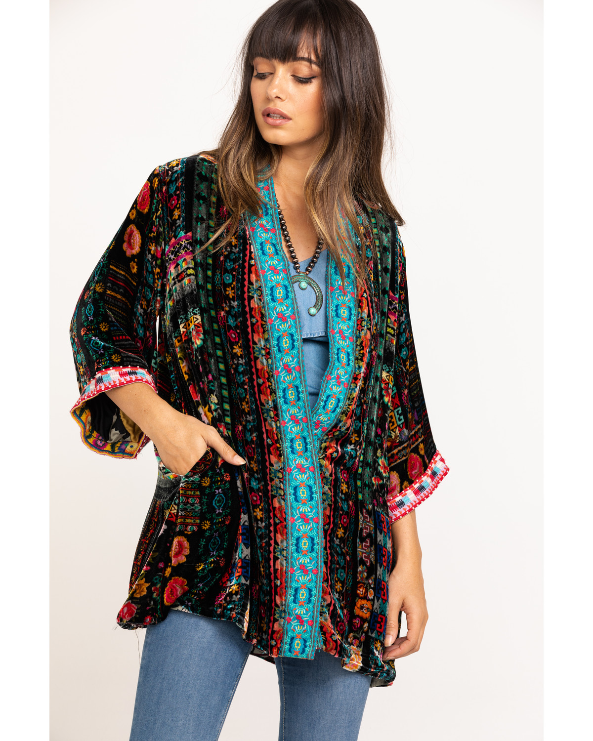 Johnny Was Women S Abril Velvet Reversible Kimono Sheplers