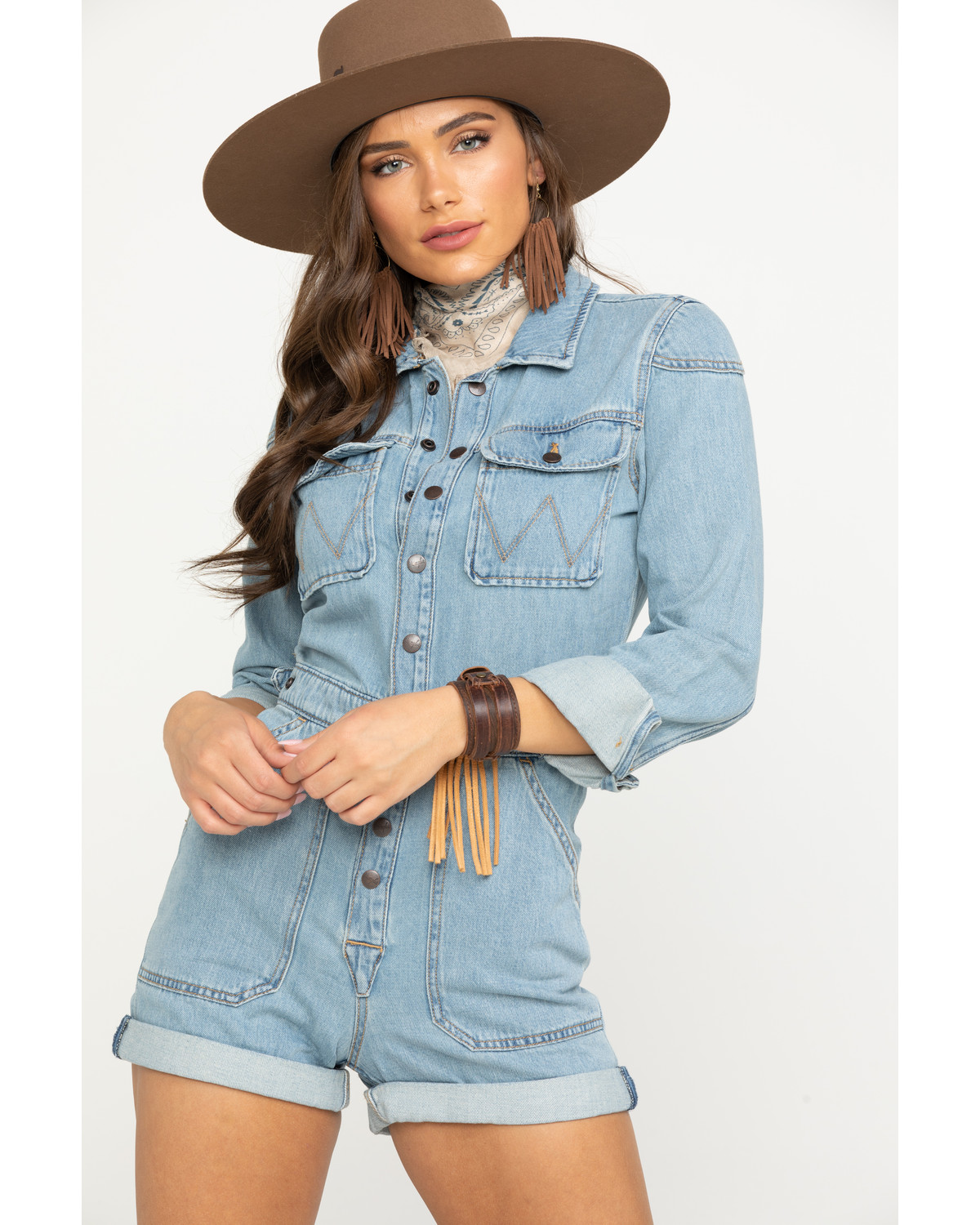 denim playsuit long sleeve