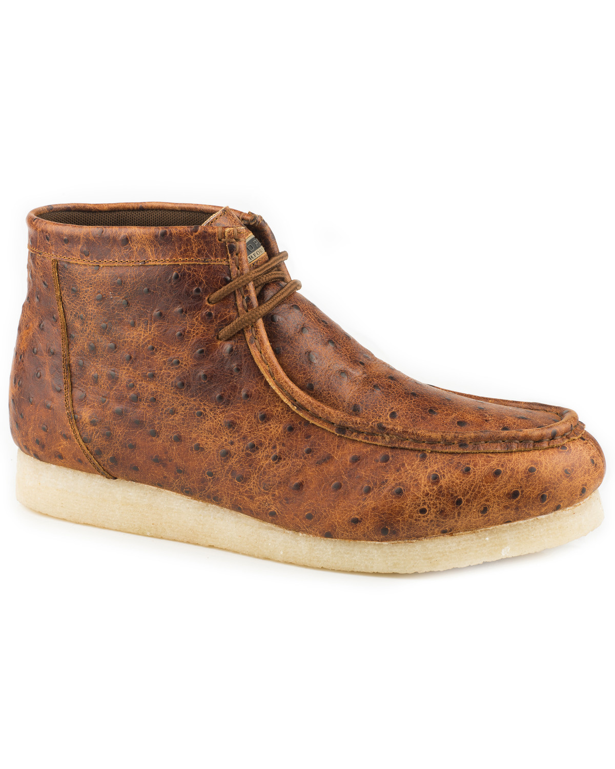 Roper Men S Cognac Gum Sticker Ostrich Print Chukka Shoes Sheplers