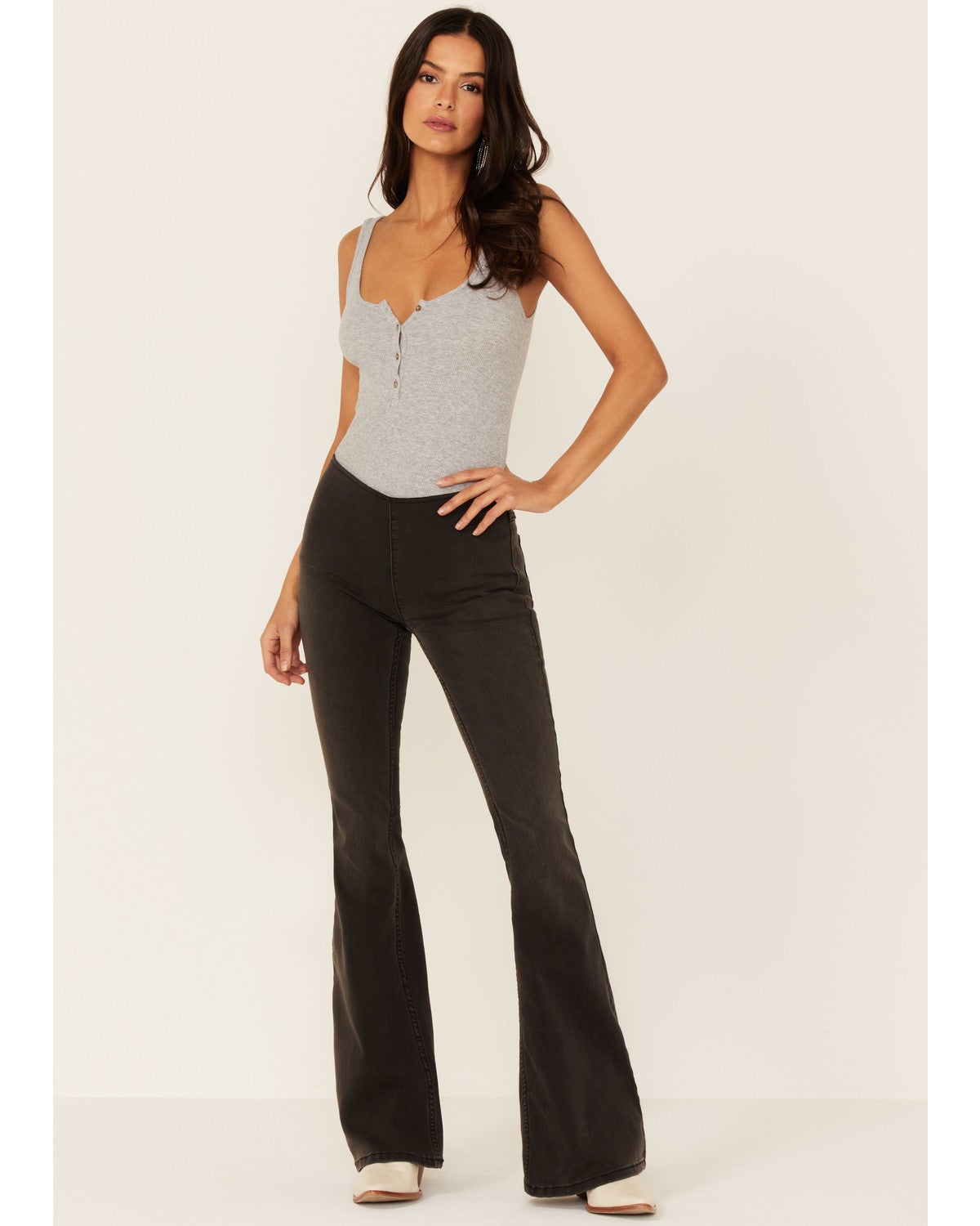Penny Lane Pull-On Flare Jeans - Black 