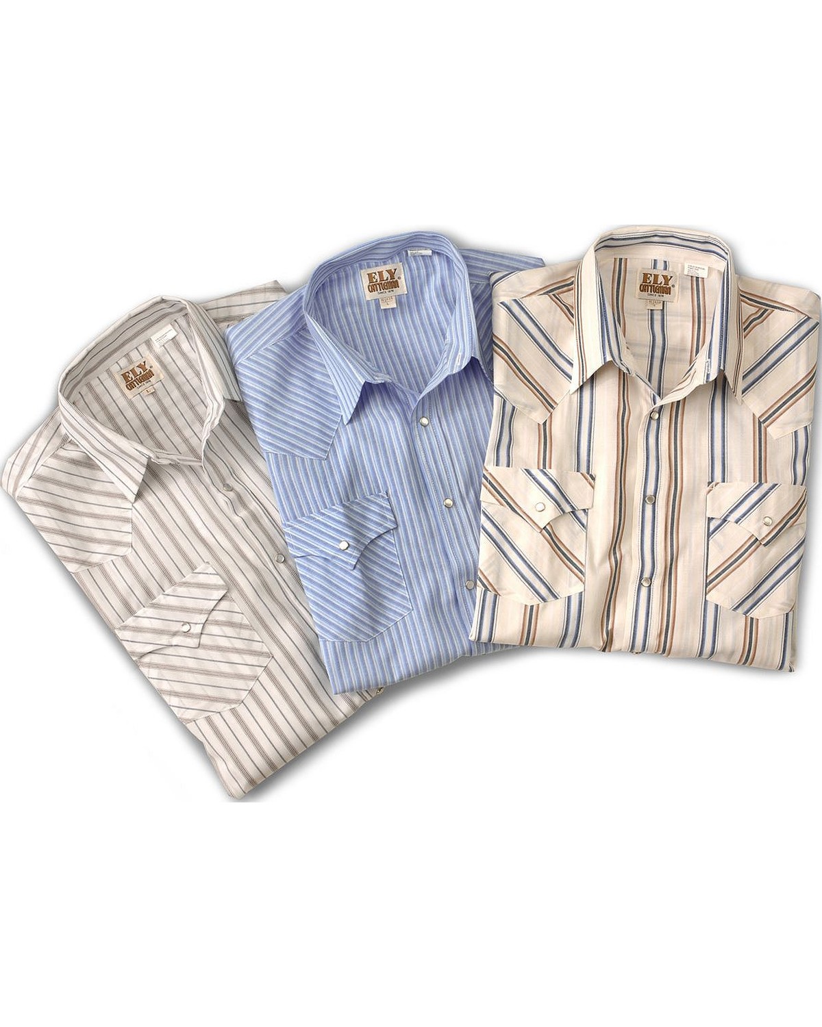 Ely Cattleman Men's Assorted Plaid or Stripe Long Sleeve Western Shirt ...