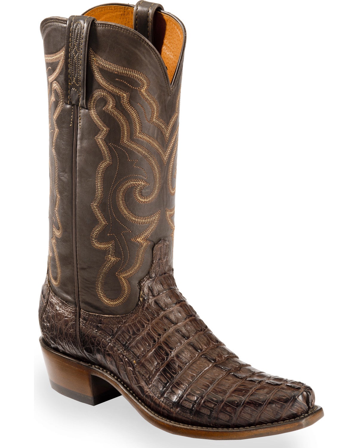 Lucchese Men's Handmade Brown Franklin Hornback Caiman Tail Boots