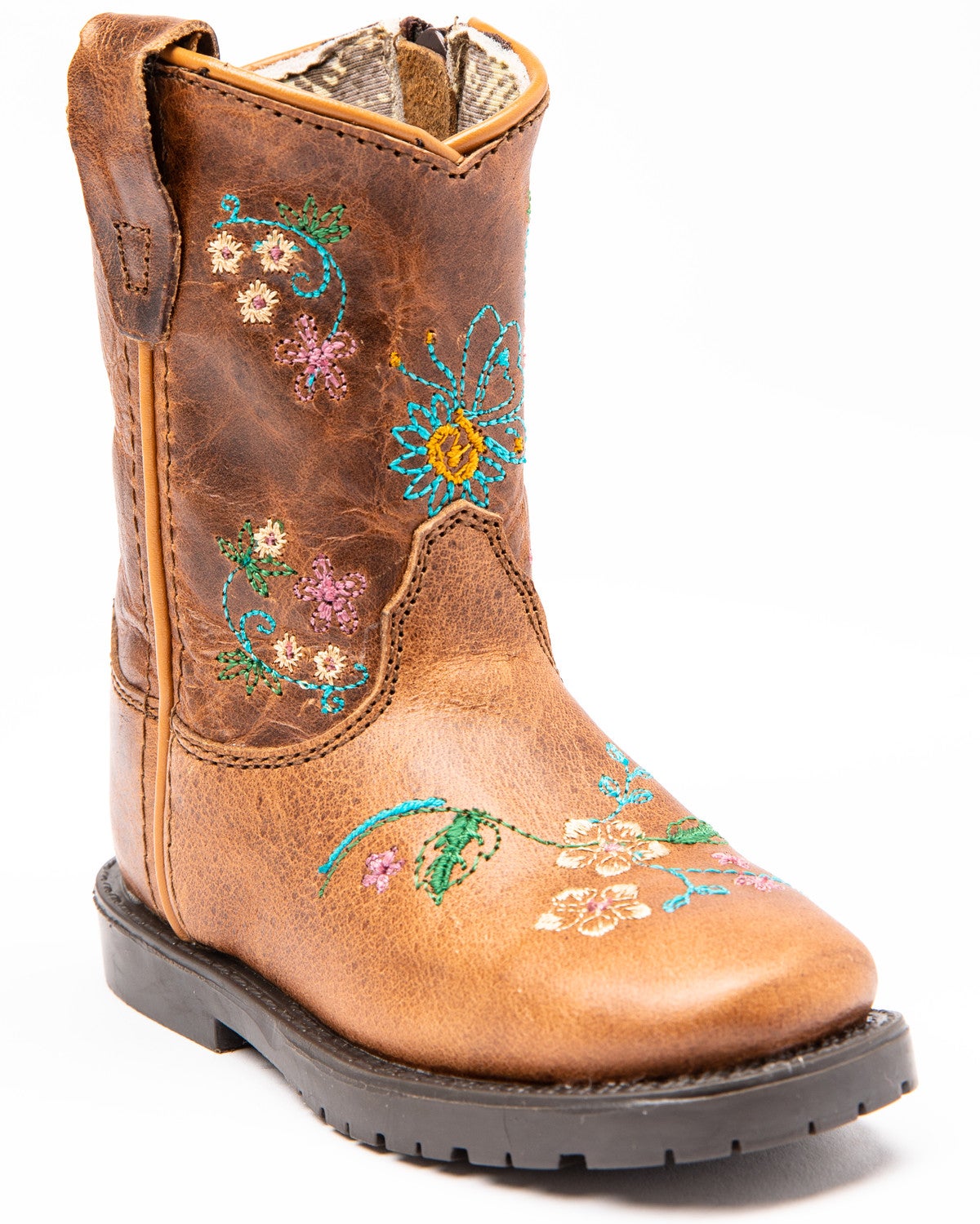 Shyanne Toddler Girls' Brown Floral Western Boots Square Toe Sheplers