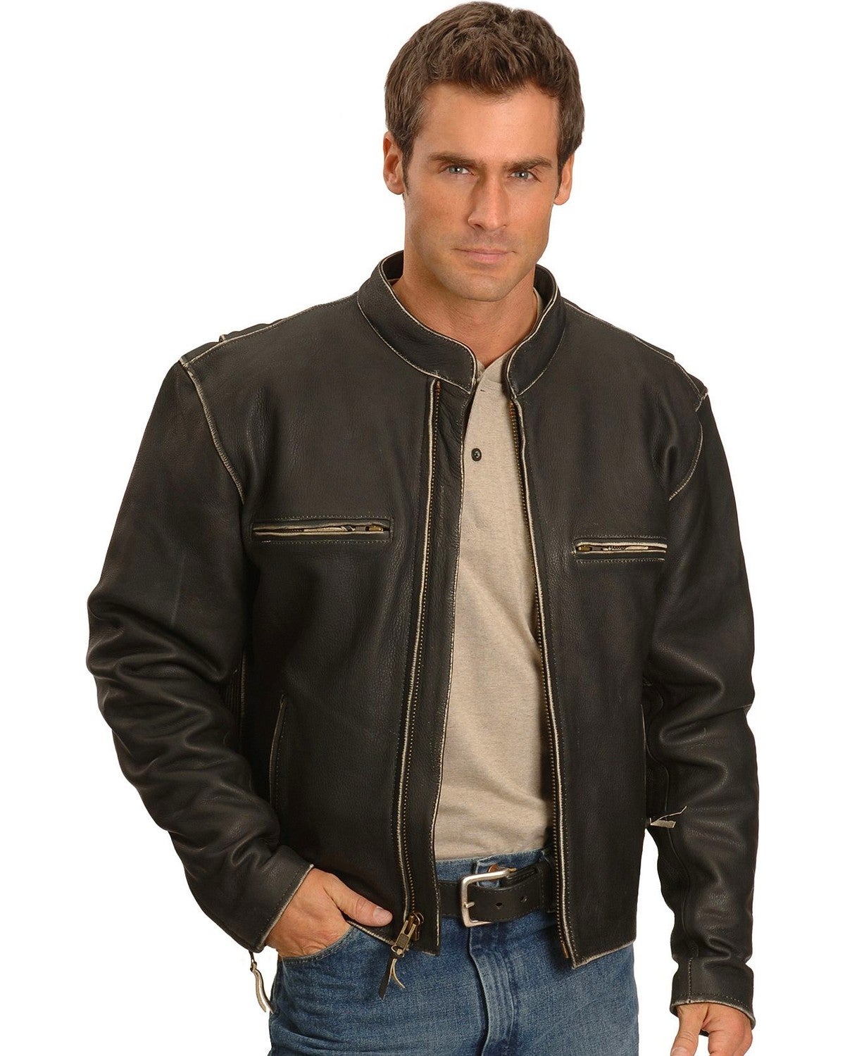 Kevlar Vest MLM3519 Men's Gambler Crazy Horse Brown Vintage