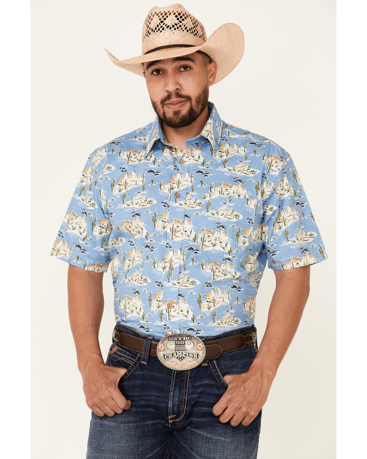 Desert Print Short Sleeve Button 