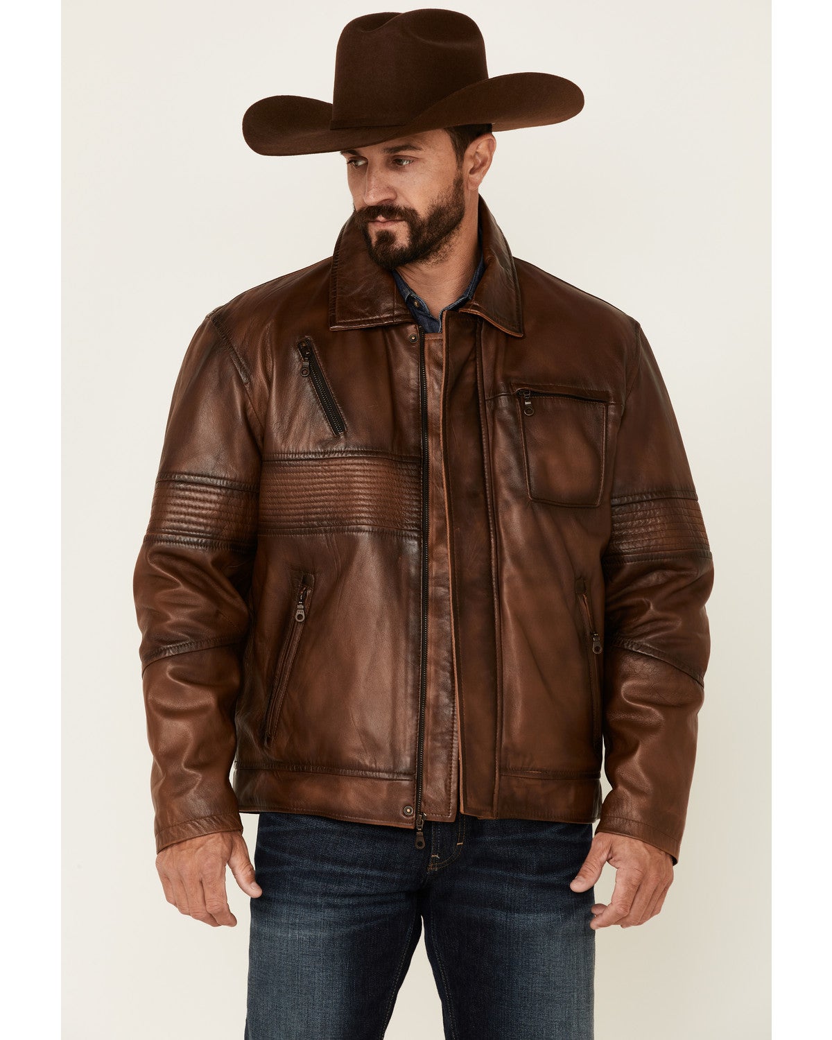 mens western leather jacket