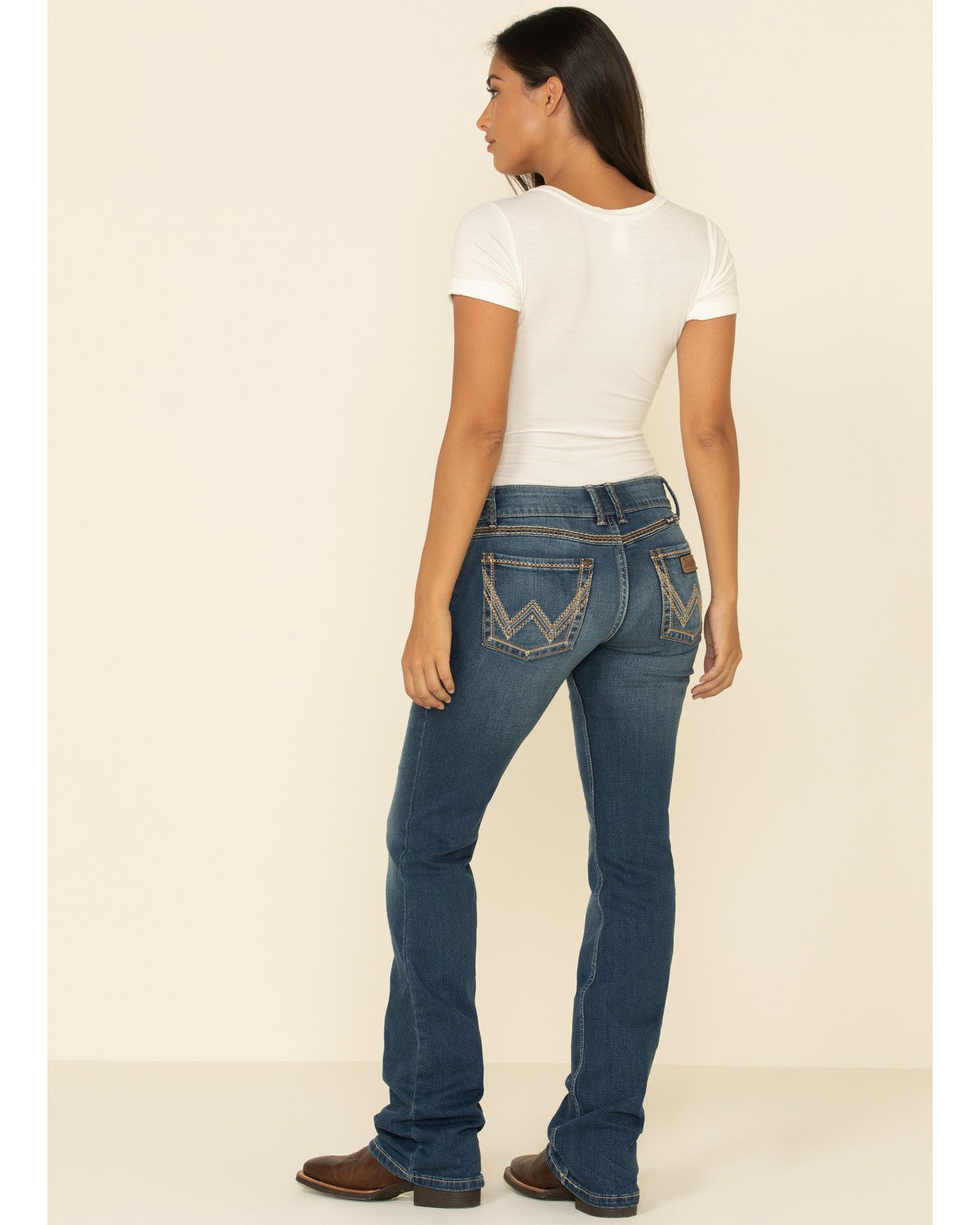 high waisted bootcut jeans wrangler