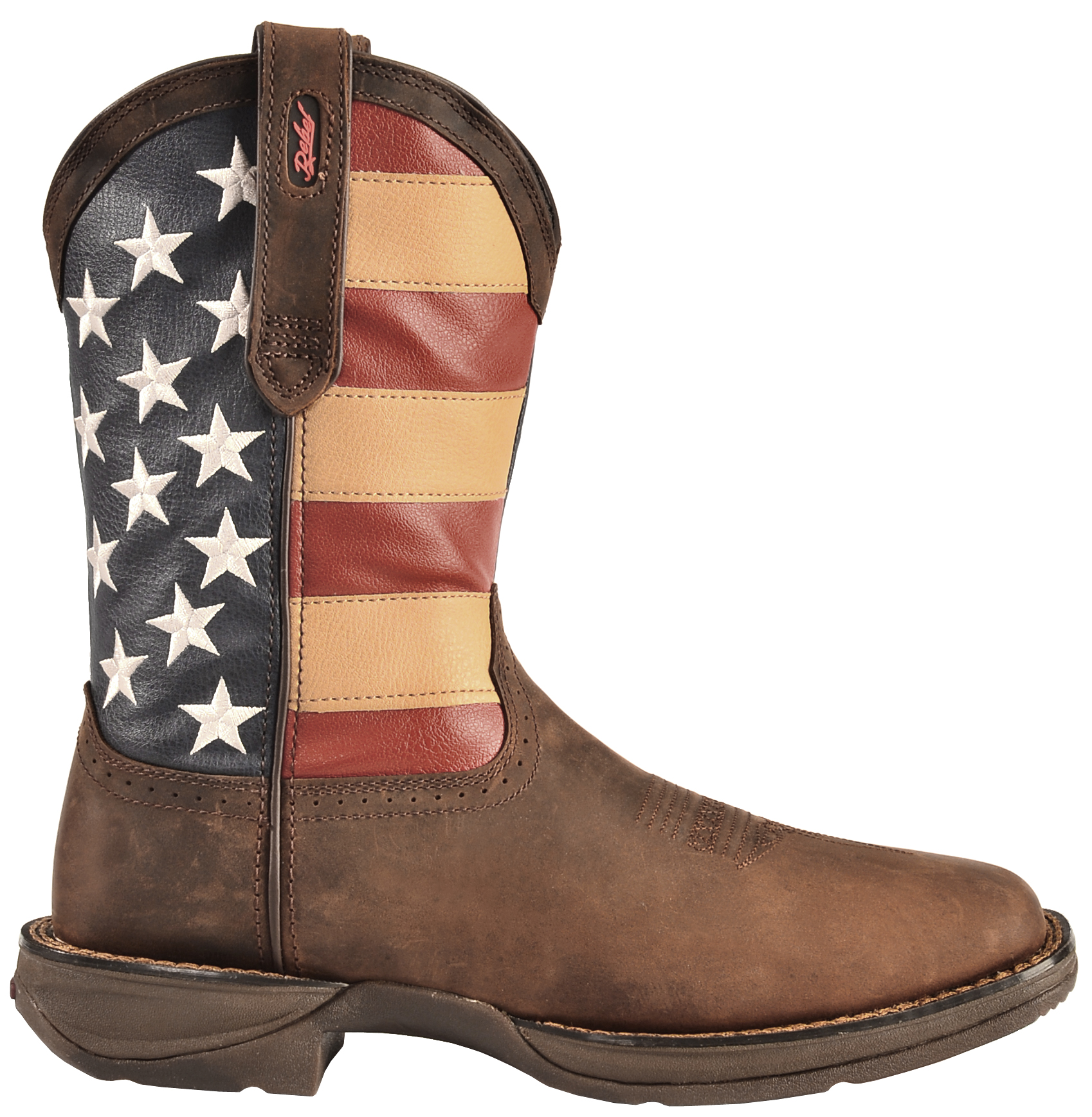 men's rebel distressed flag embroidery western boots