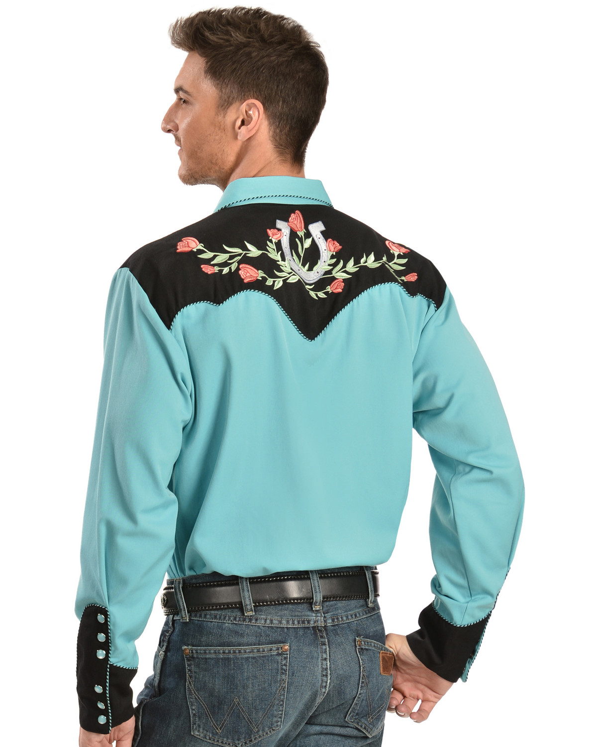 Scully Rose & Horseshoe Embroidered Retro Western Shirt | Sheplers