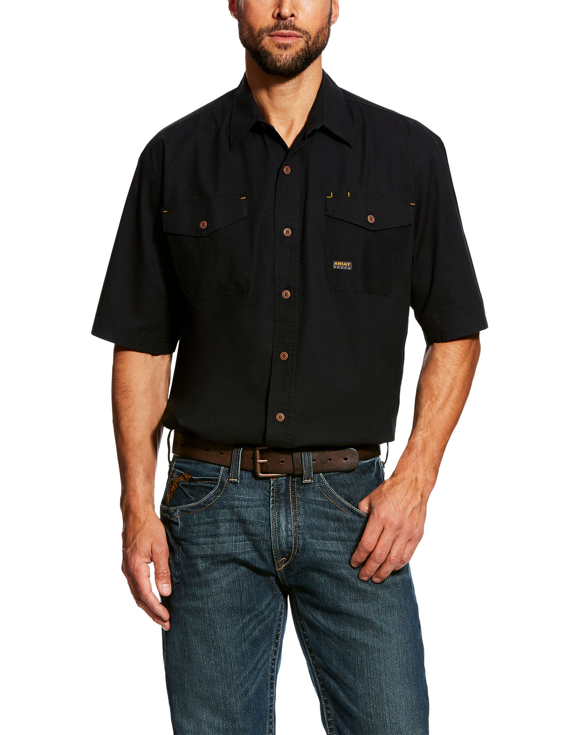 Ariat Men S Black Rebar Made Tough Vent Short Sleeve Work Shirt