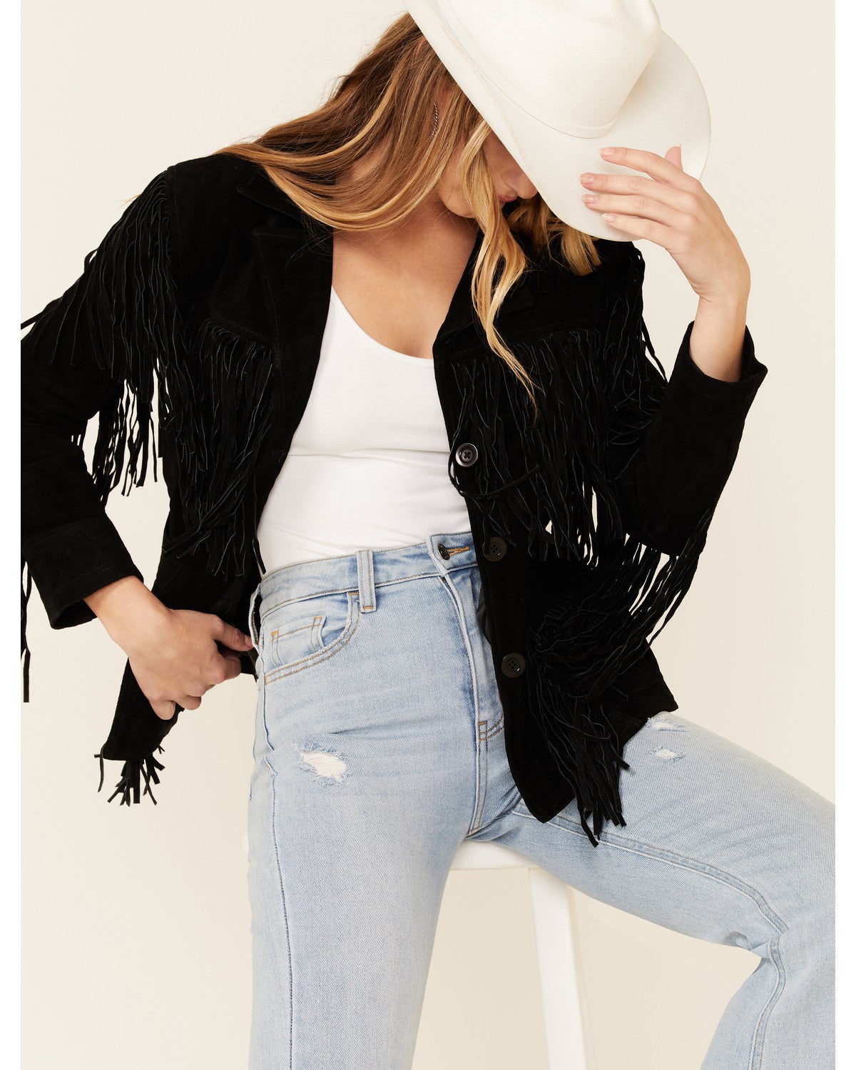 black suede tassel jacket
