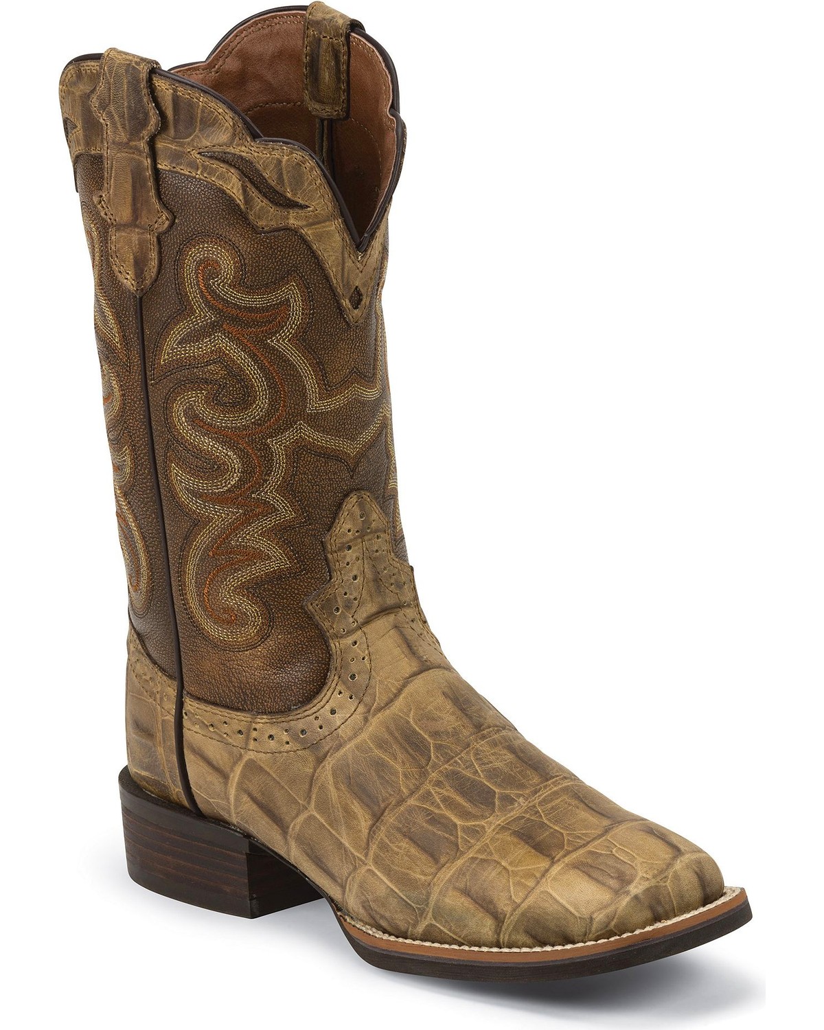 Justin Silver Croc Print Cattleman Cowgirl Boots - Square Toe | Sheplers