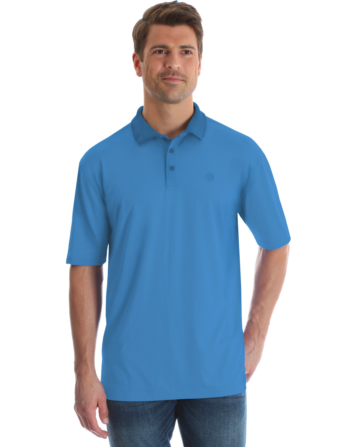George Strait by Wrangler Men's Blue Performance Short Sleeve Polo ...