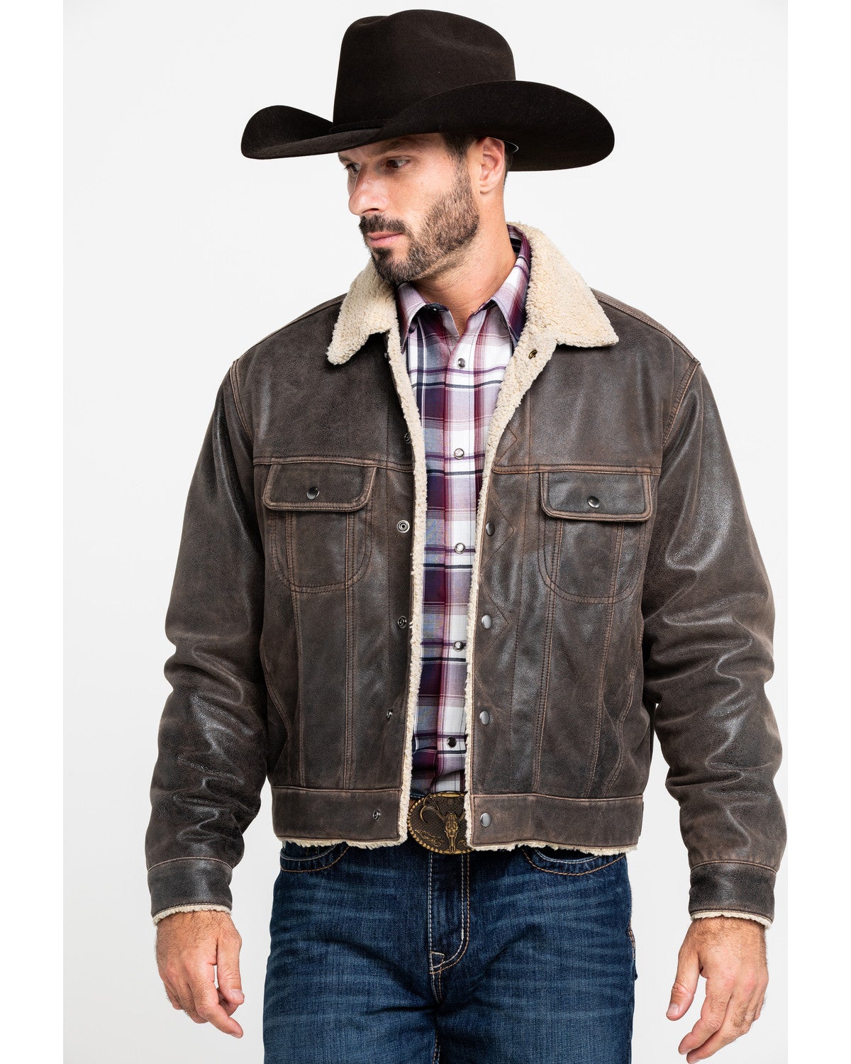 leather jacket sherpa