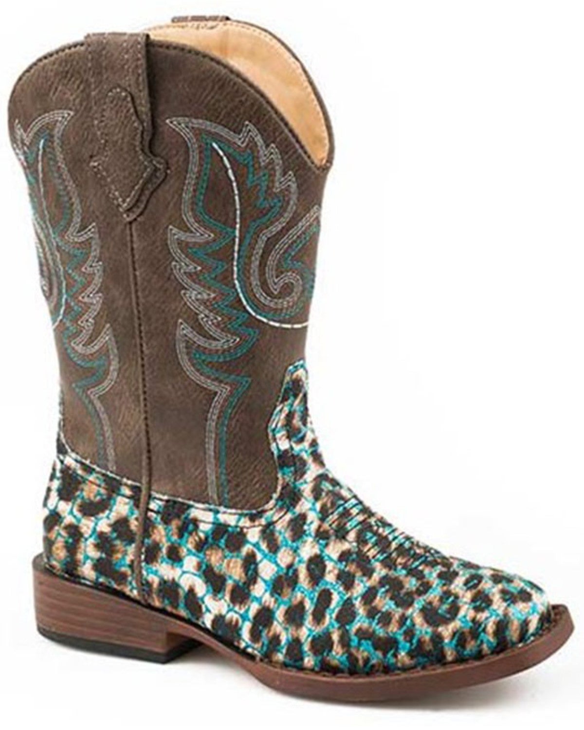 leopard square toe boots