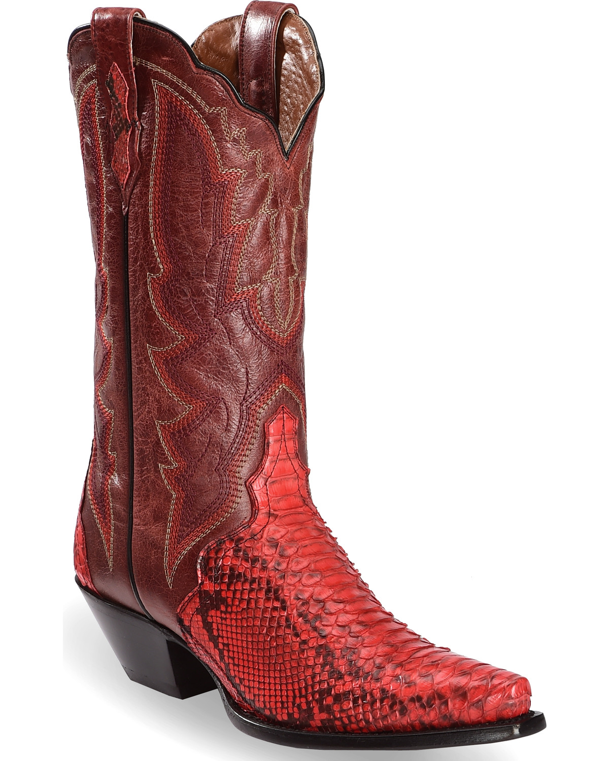 snakeskin red boots