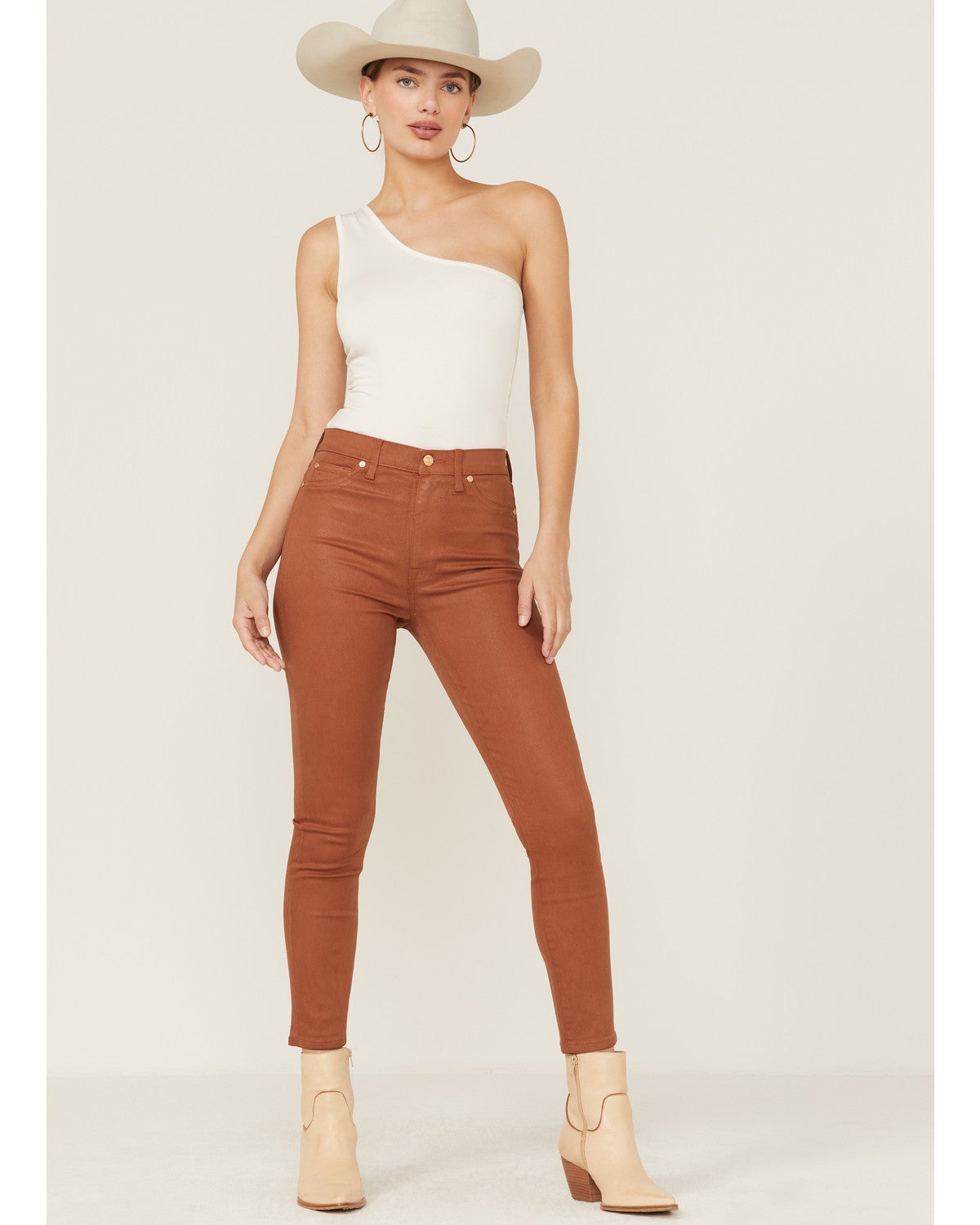 faux leather coated jeans