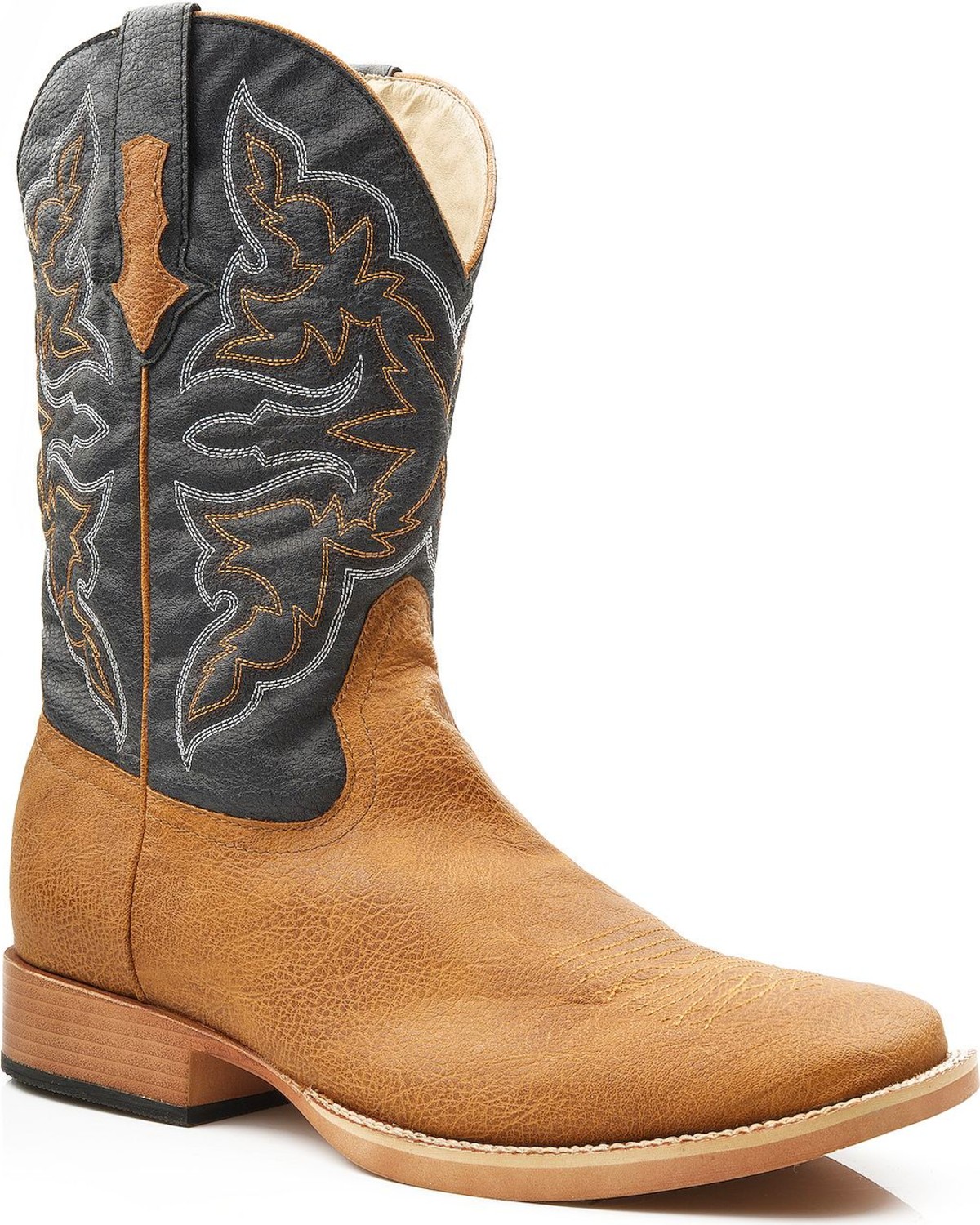square toe leather cowboy boots
