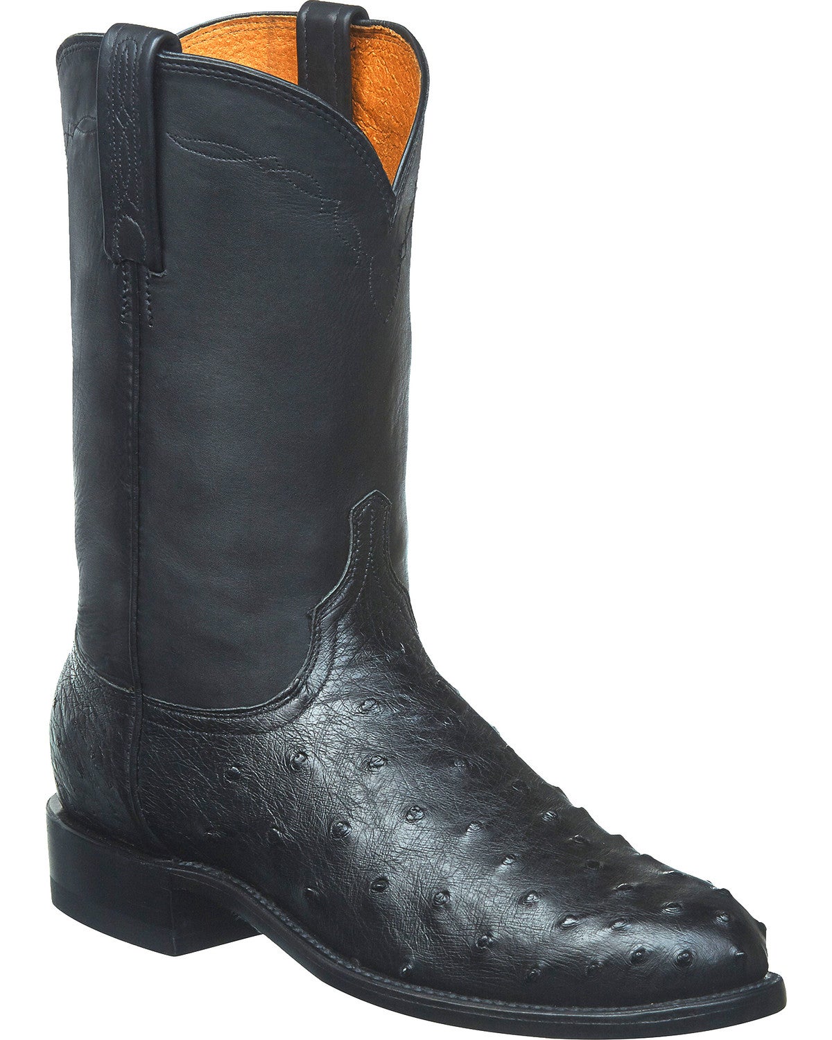 Lucchese Men's Handmade Zane Full Quill Ostrich Roper Boots - Round Toe