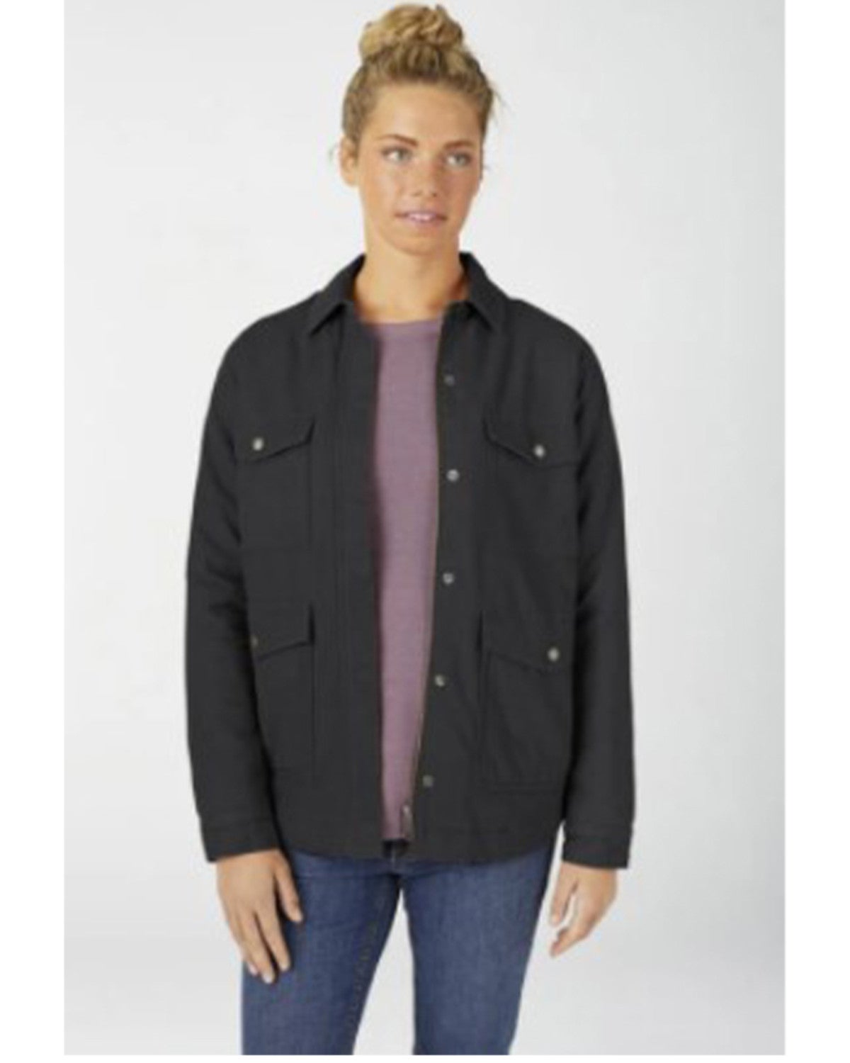 Dickies Women's Black Sherpa Lined Duck Chore Coat