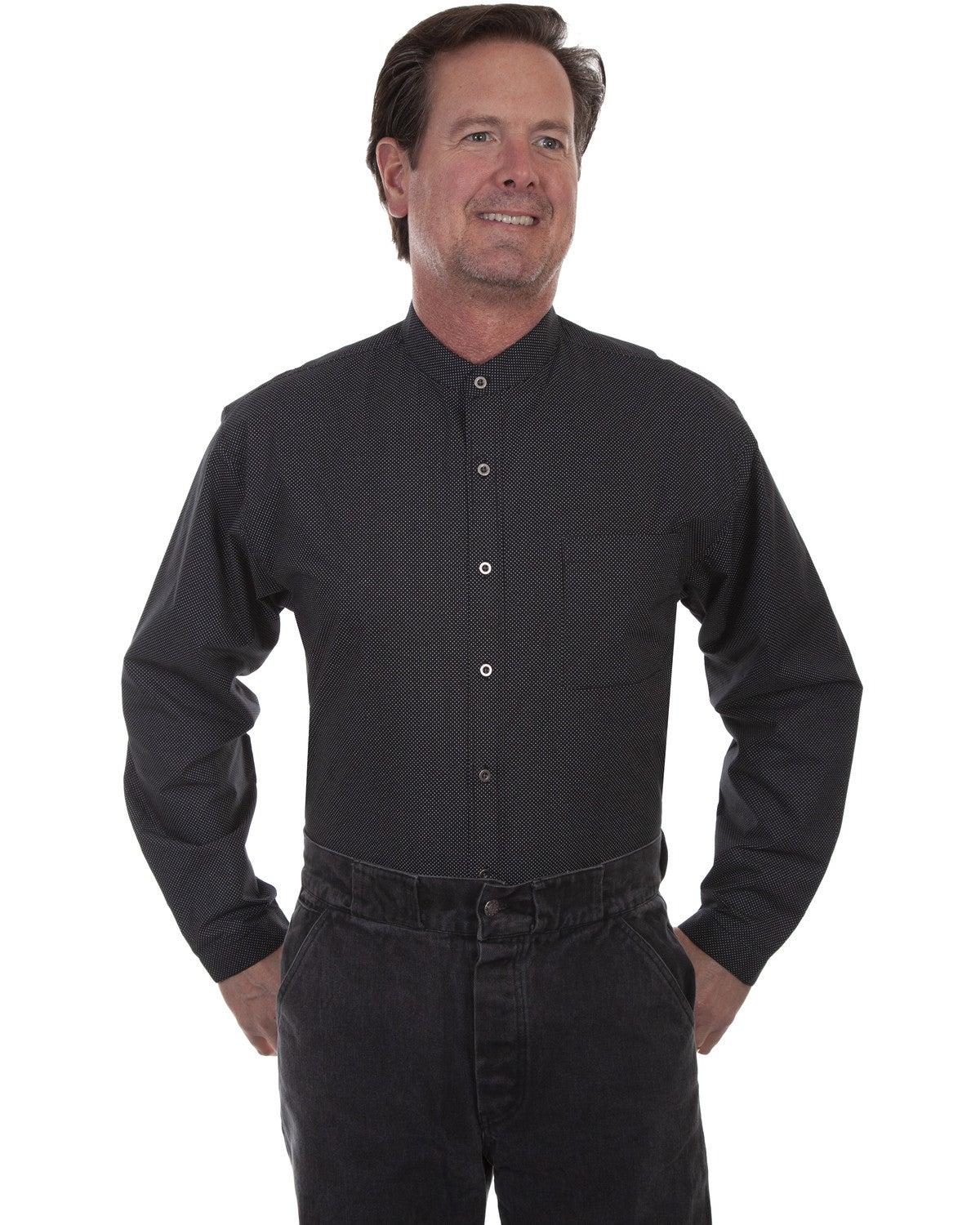 Men's Scully Plaid Band Collar Western Shirt Sheplers