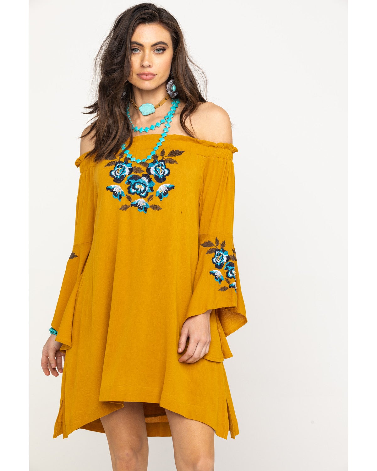 off the shoulder bell sleeve dress