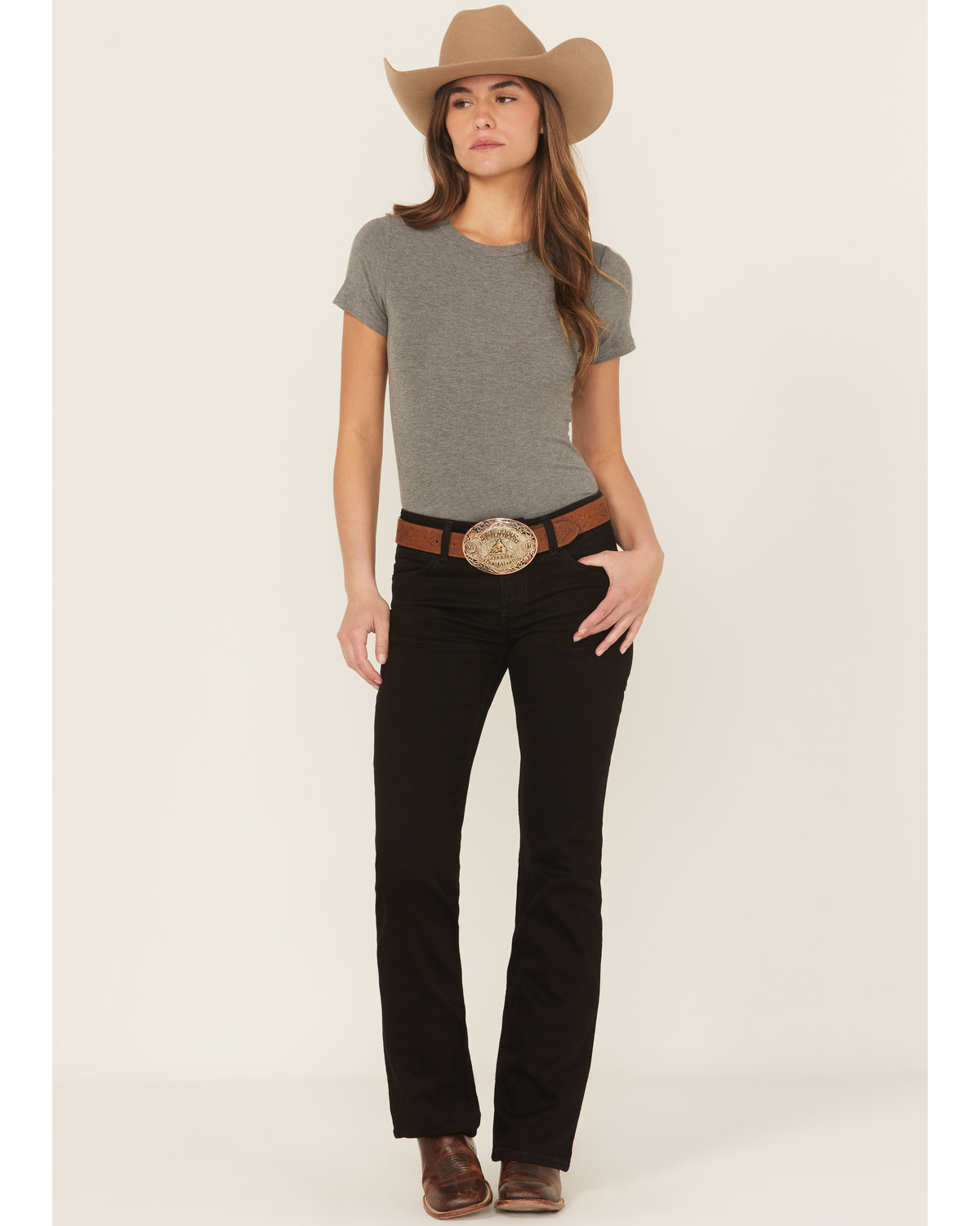 high waisted black bootcut jeans