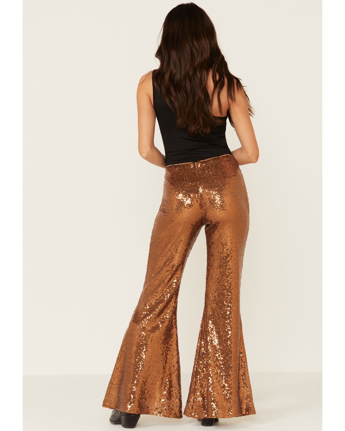 Panhandle Women's Copper Sequin Bell Bottom leggings | Sheplers