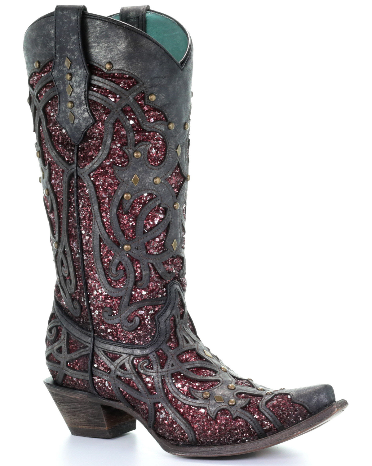 black glitter cowboy boots