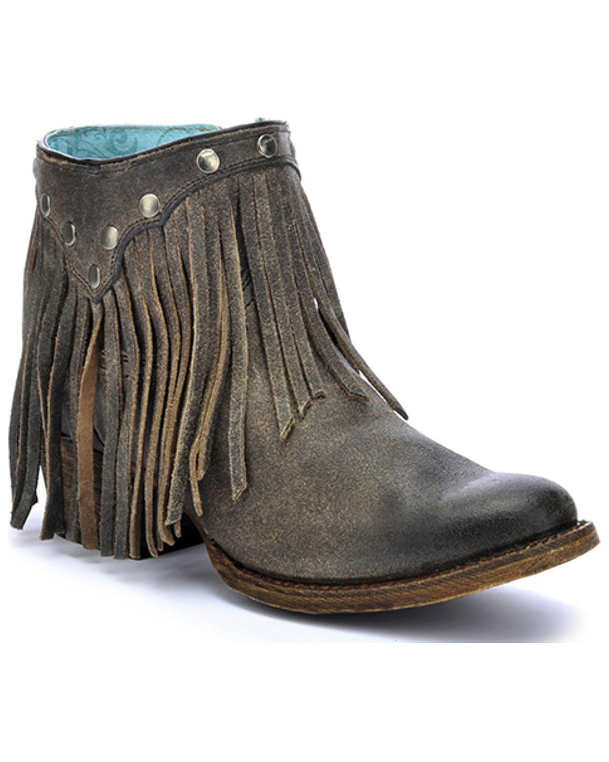 grey fringe boots