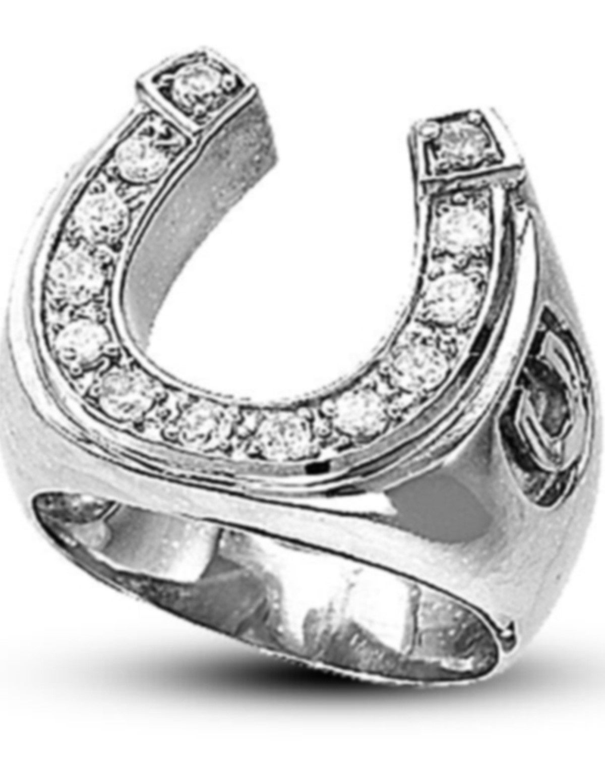 Kelly Herd Men's Silver Engraved Horseshoe Ring Sheplers