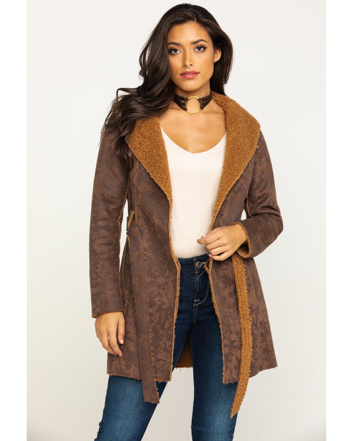 faux suede sherpa jacket