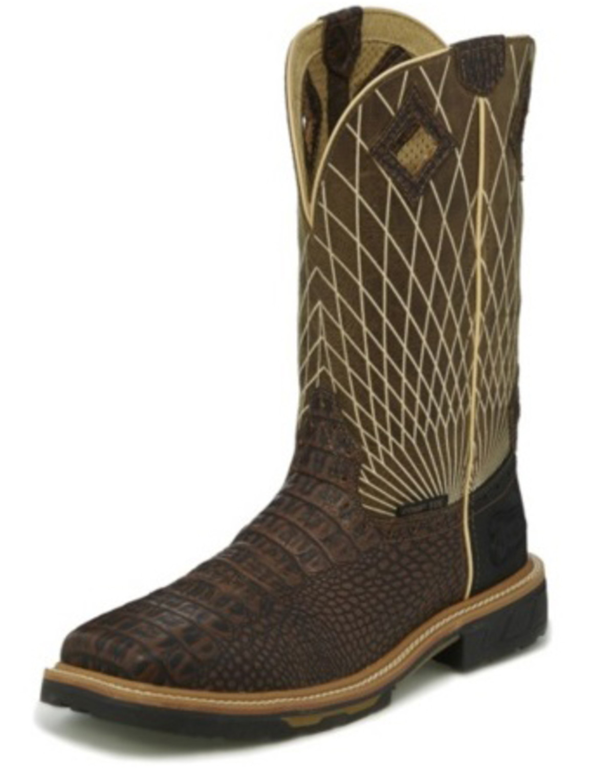 justin derrickman croc print composite toe work boots