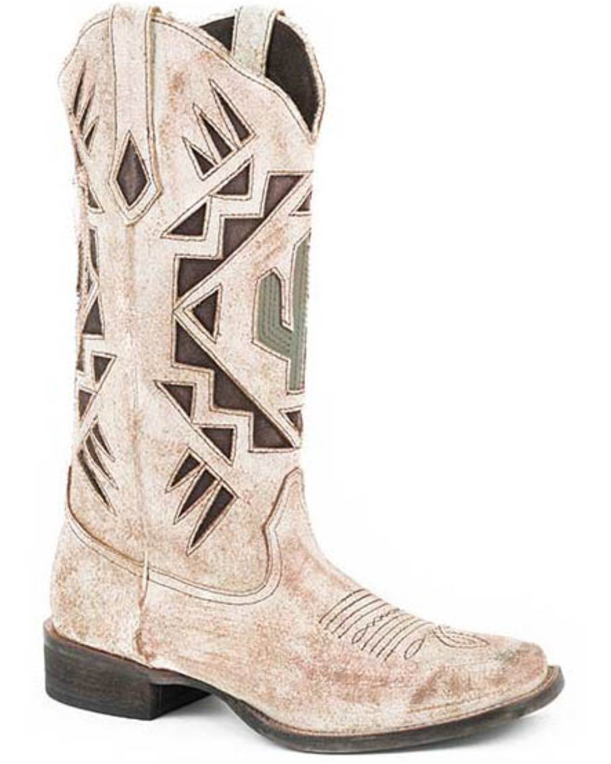 Roper Women's Creme White Antique Western Boots Round Toe Sheplers