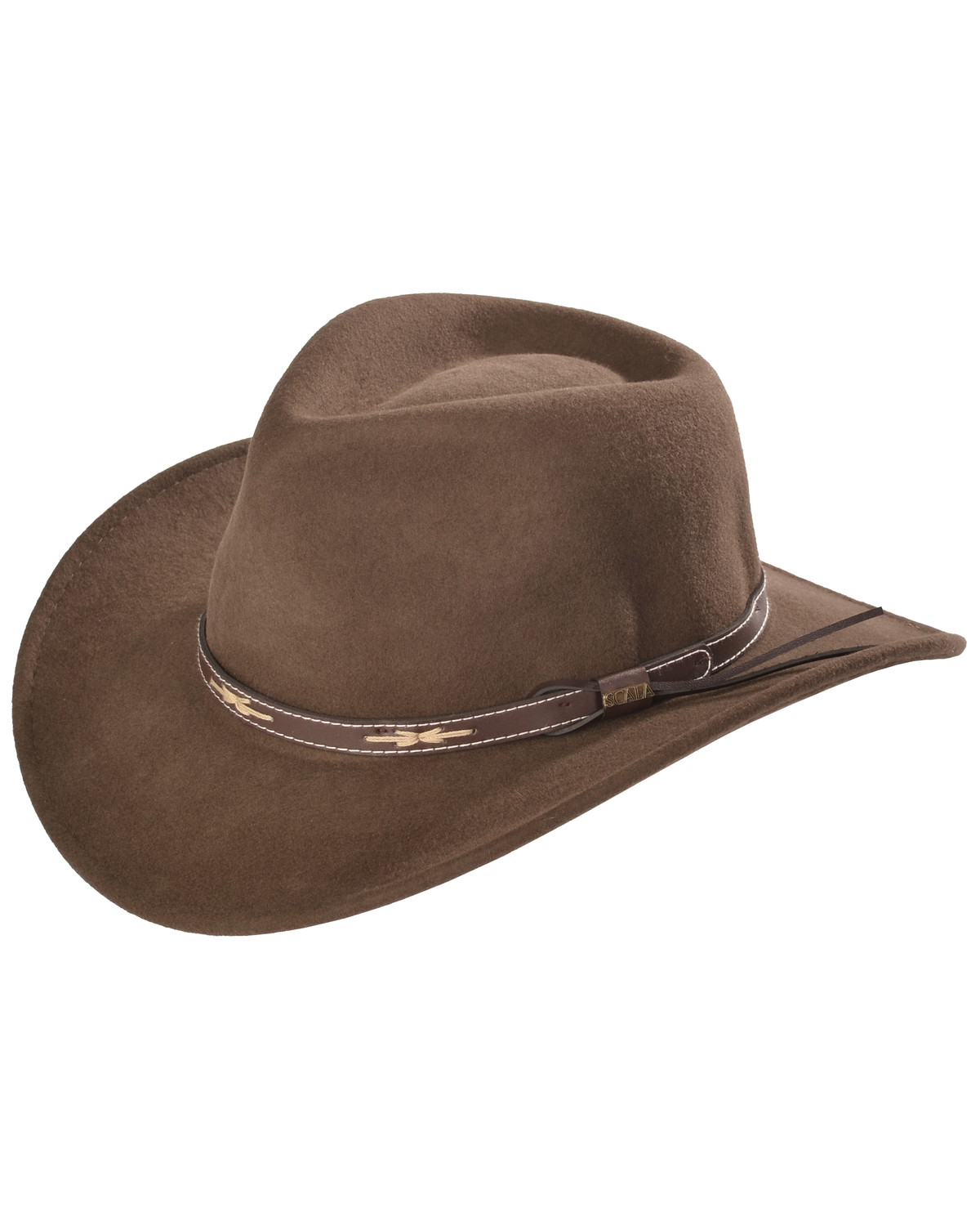 Scala Khaki Wool Felt Leather Band Outback Hat | Sheplers