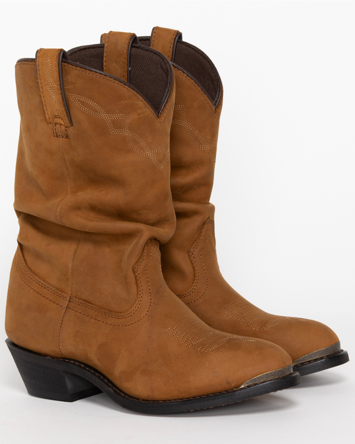 Brown Slouch Cowgirl Boots - Medium Toe