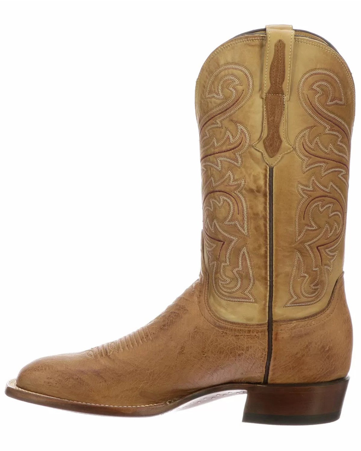 Lucchese Men's Handmade Light Brown Lance Smooth Ostrich Boots - Square