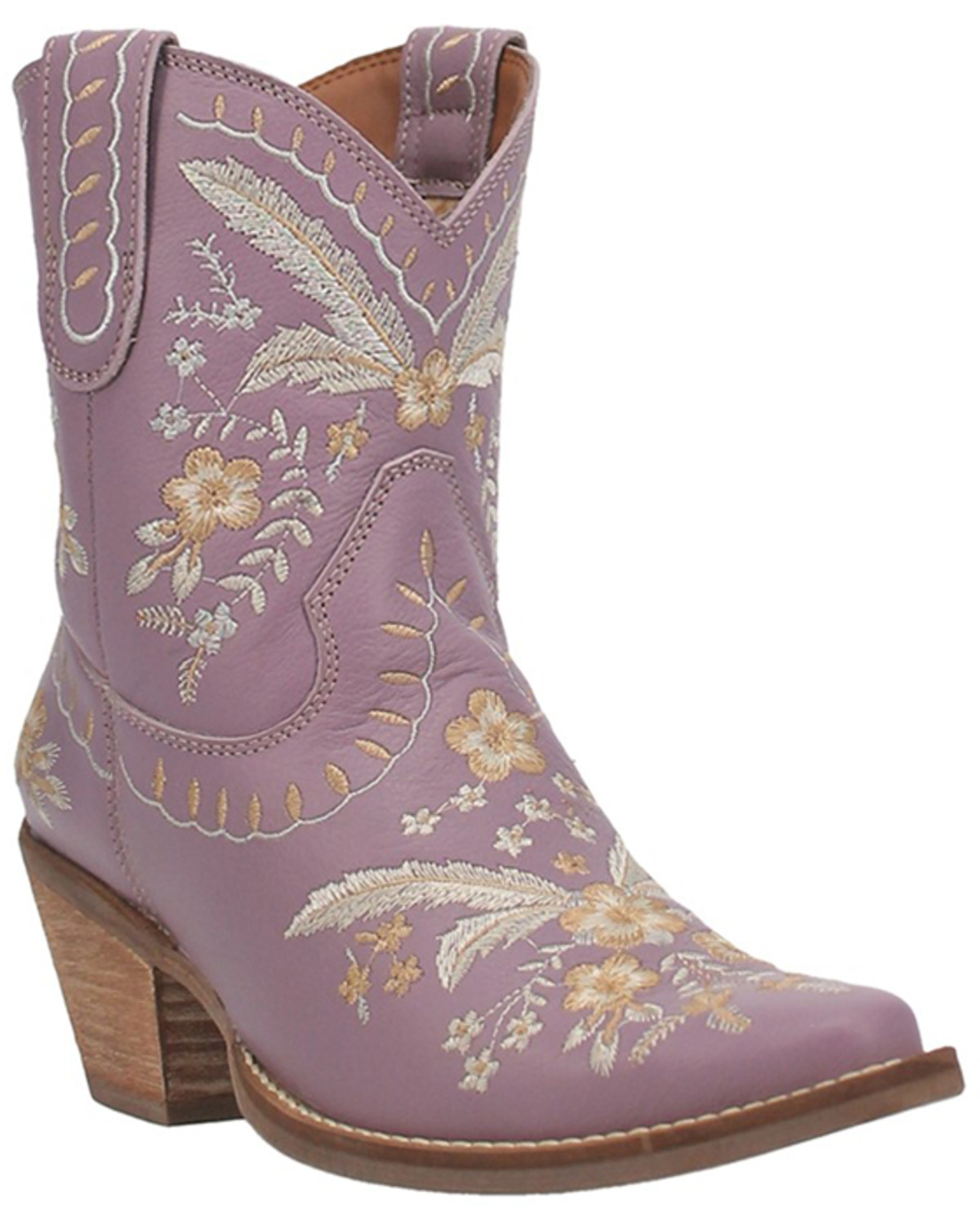Women's Western Cowboy Boots Purple Real Leather Embroidered Snip Toe 