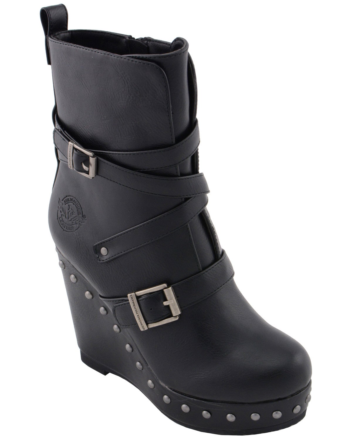 round toe wedge boots