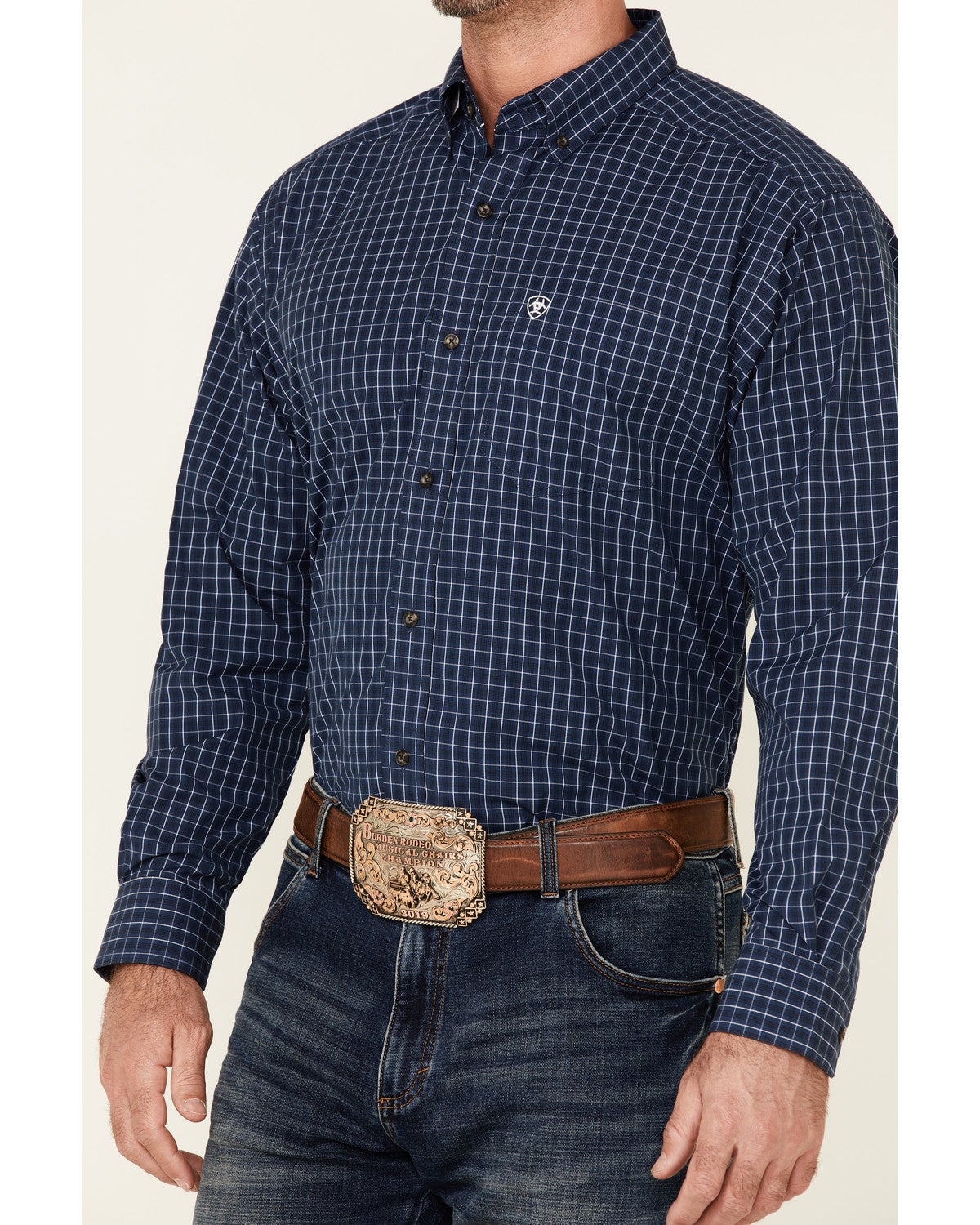 Ariat Men's Ross Small Plaid Long Sleeve ButtonDown Western Shirt