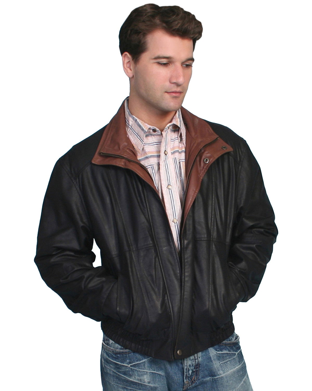 double collar leather jacket