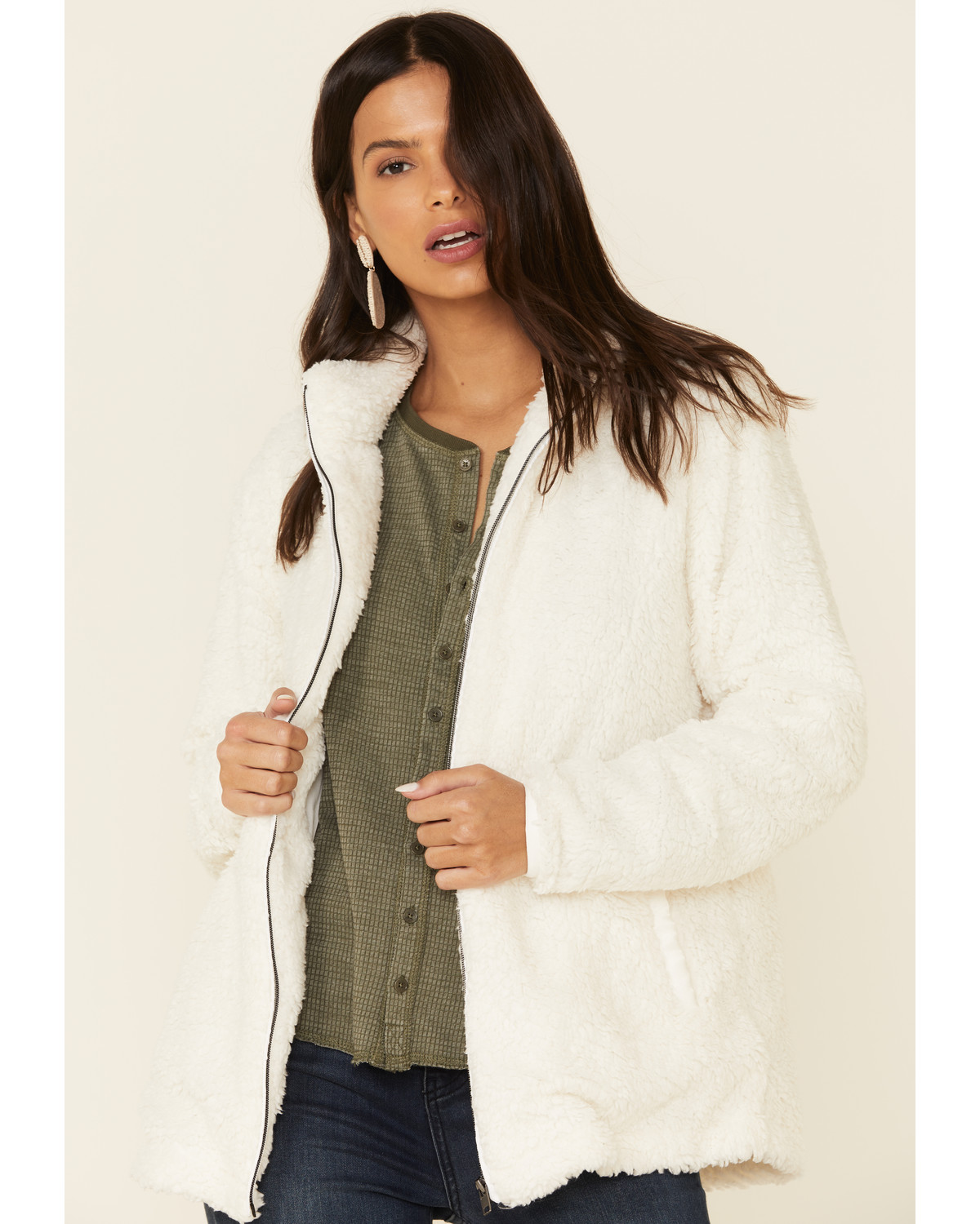 Zip front sherpa jacket clearance